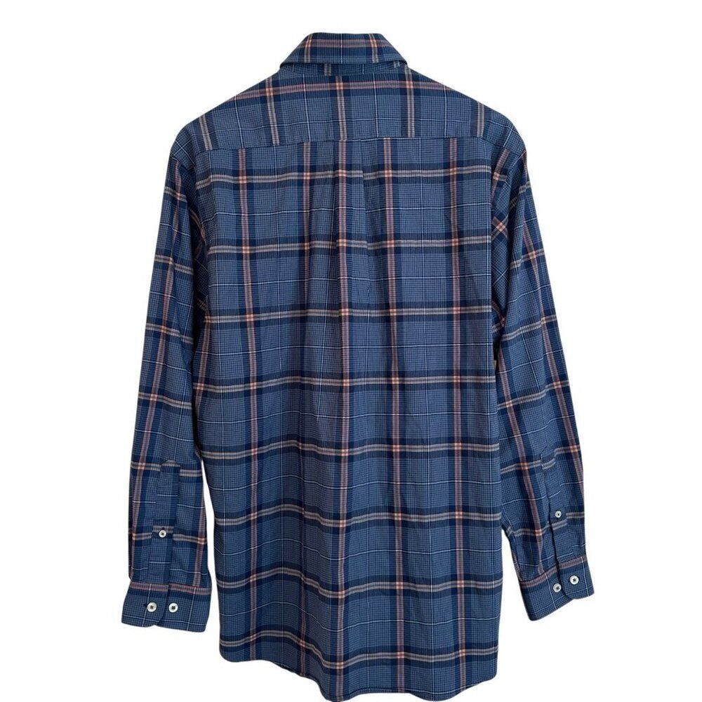 Southern Marsh Men’s Medium Blue And Orange Plaid Long Sleeve Button Down Shirt - Picture 3 of 3